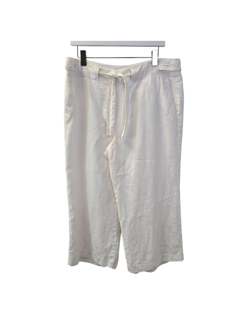 Talbots 100% Irish Linen Wide Leg Belted Crop Pants Size 16